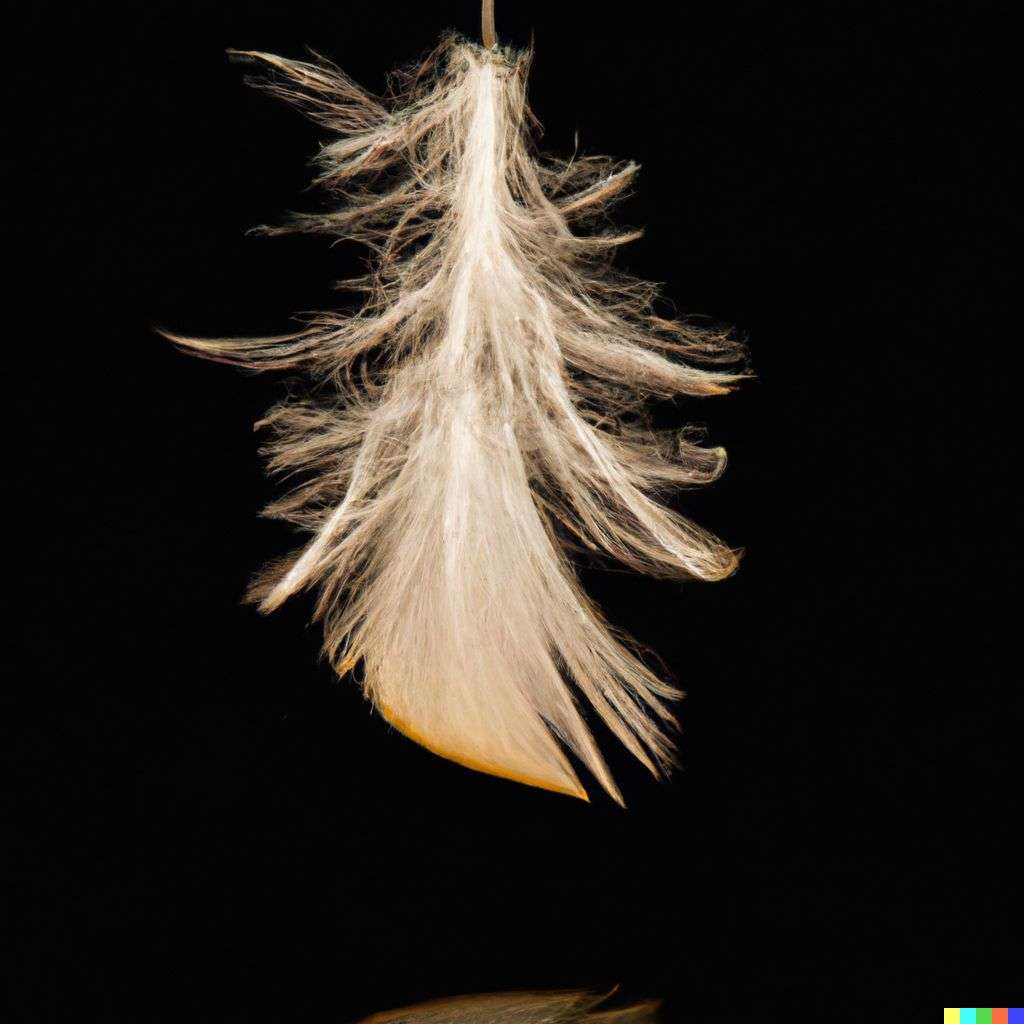 the discovery of gravity, made from feathers